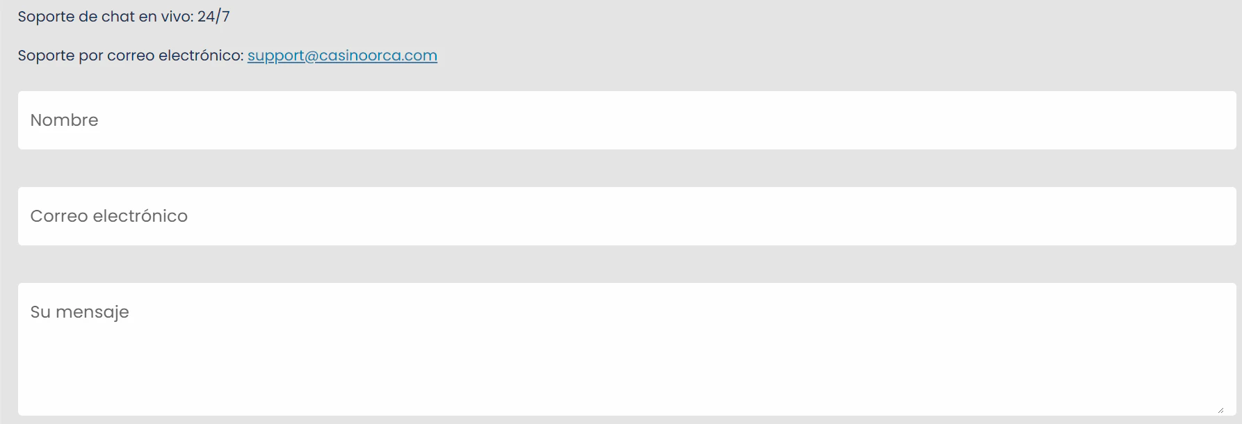 Atención al cliente de Casino Orca